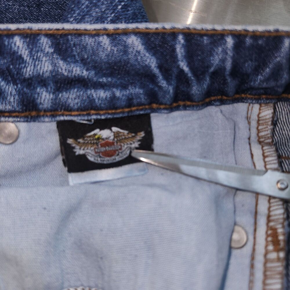Harley Davidson Medium Blue Wash Denim Jeans Women's Size 12 LONG Boot Cut - Picture 6 of 13